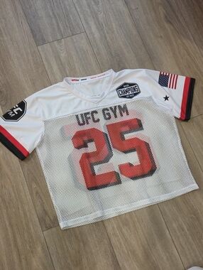 UFC White Red Black Mesh Gym Jersey - '25'